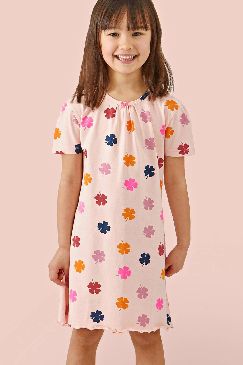 Little Label gebloemde nachthemd van katoen roze/blauw