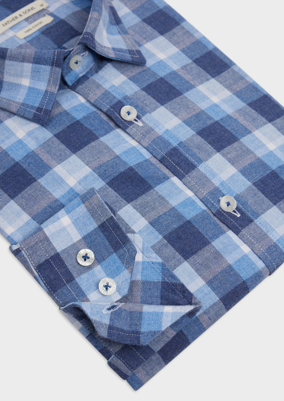 Chemise sport Regular en popeline de coton bleu indigo à carreaux