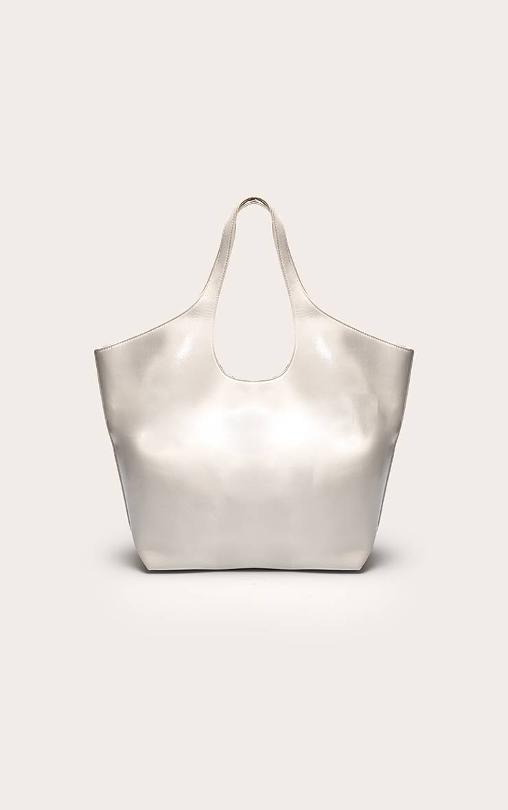 Crème Grand Sac Cabas En Synthétiquecuir Crème