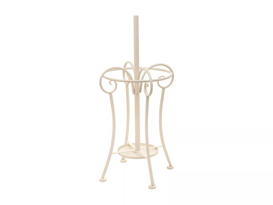 Porte-manteau en fer forgé blanc avec porte-parapluie 26x26x178h cm