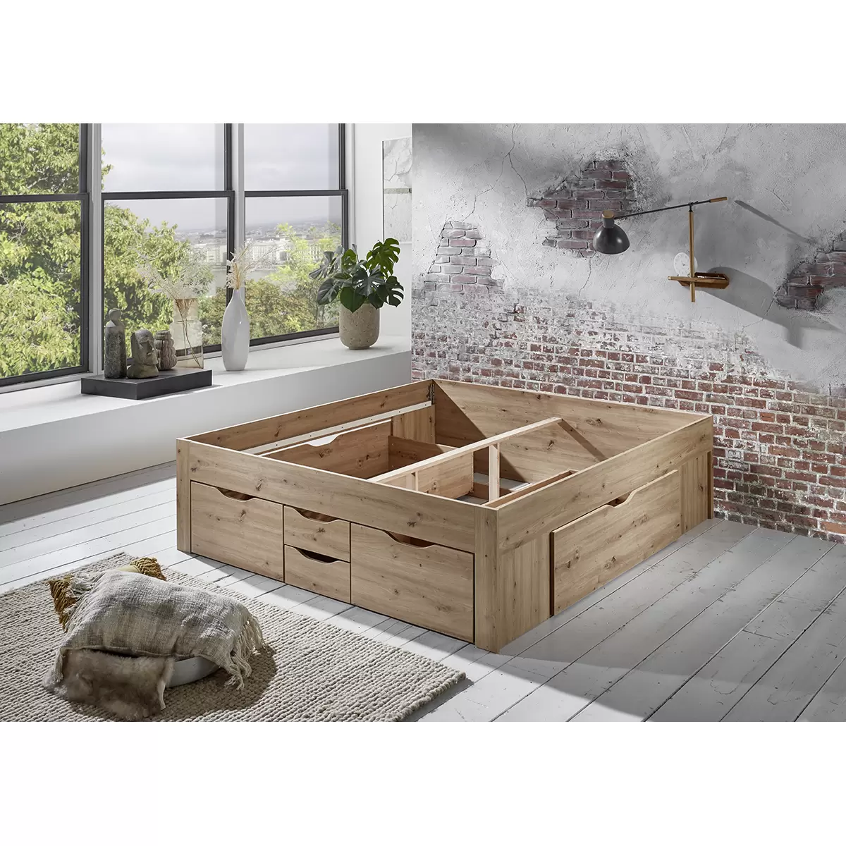 Stauraumbett Noah 180x200 Artisan Eiche