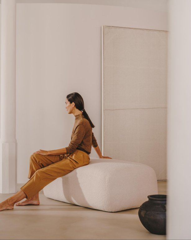 Kave Home Martina poef off-white