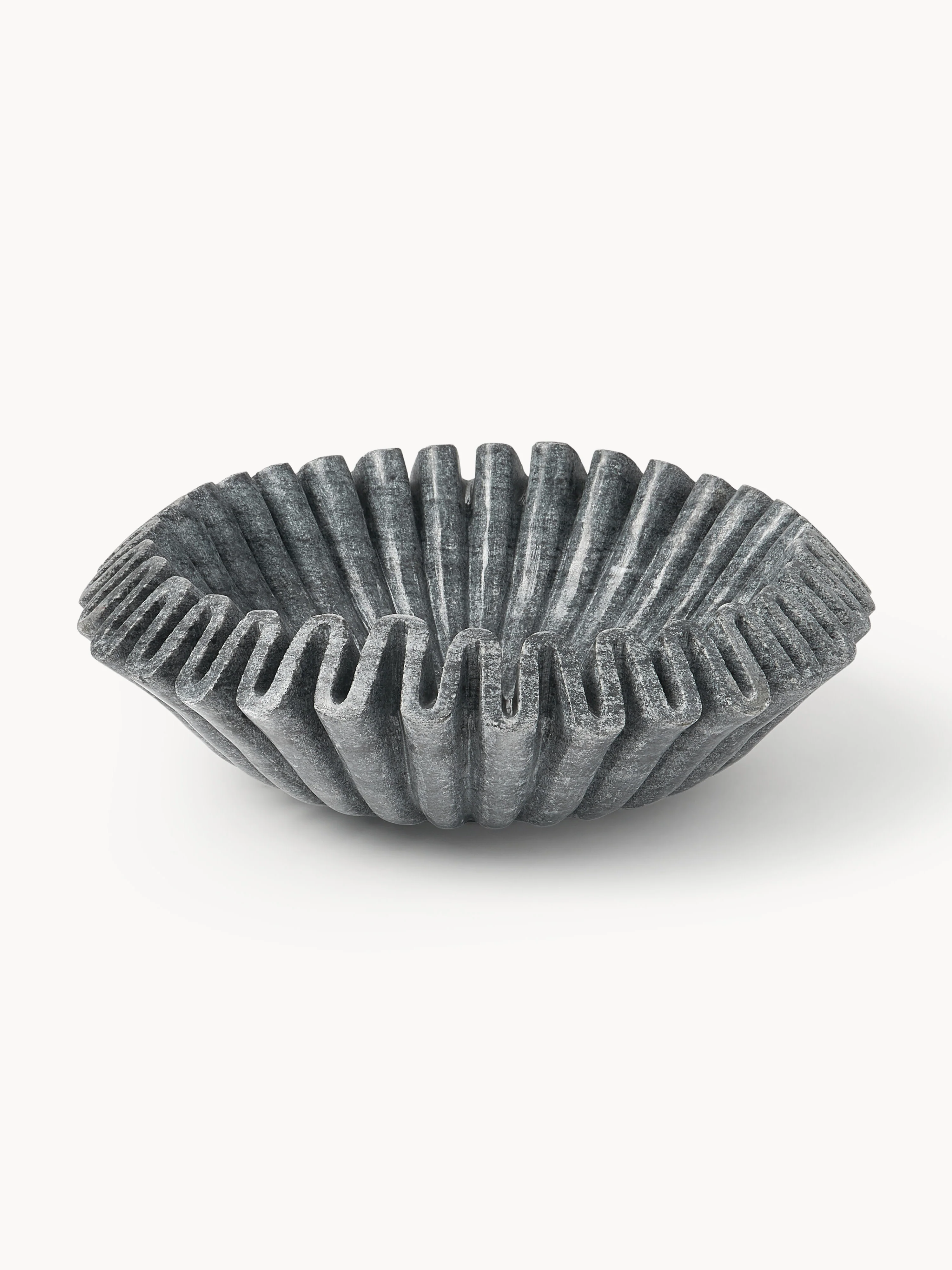 Handgemaakte decoratieve schaal Santorini van marmer, Ø 31 cm in grijs