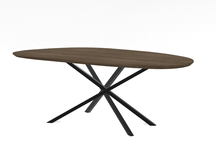 Firma Hout & Staal Eettafel Leaf | Mikado frame | Deer Brown Eettafel Leaf | 220*100 cm | Rechte rand | Deer Brown