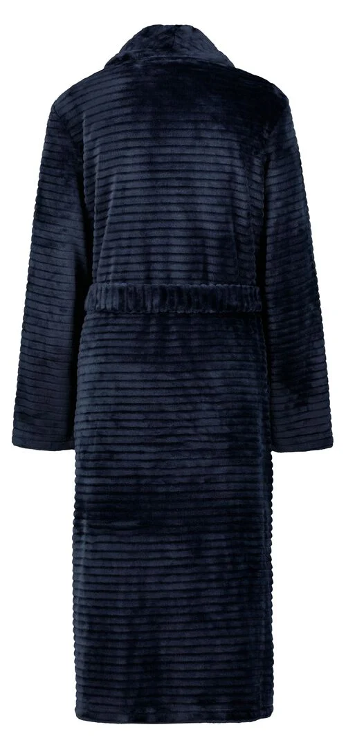 peignoir long femme en polaire bleu foncé