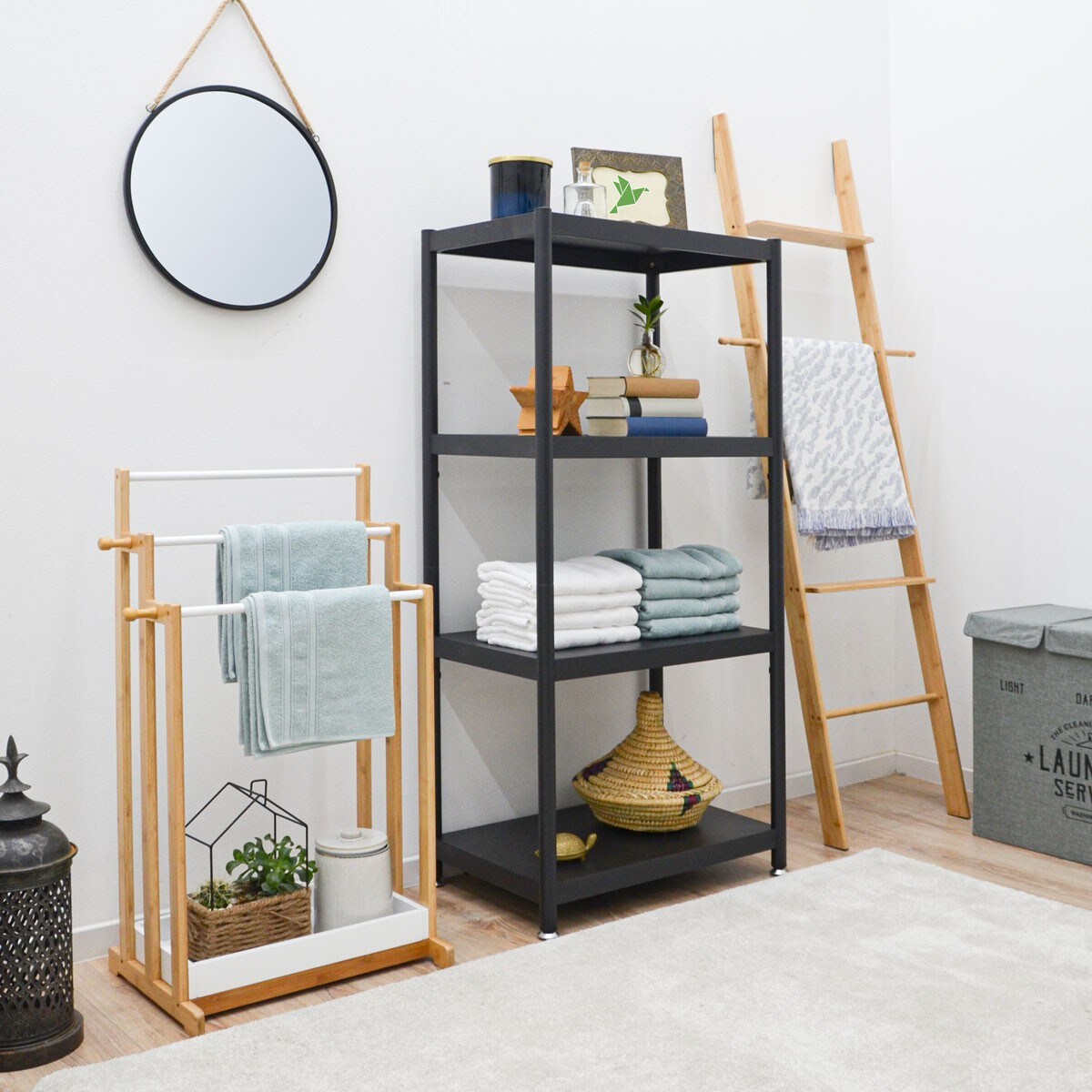 Industrial Design Metallregal 61x41x130 Standregal 4 Ebenen Metall Regal Schwarz
