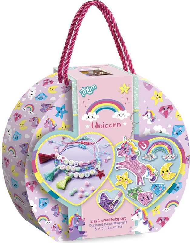 Totum - Unicorn 2-in-1 Knutselkoffertje - 250-delige Knutselset - Voor Meisjes