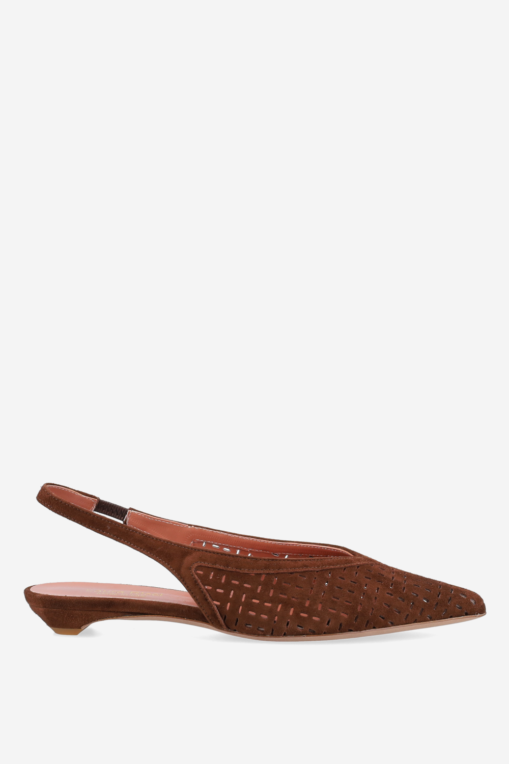 Perforated suede slingbacks
