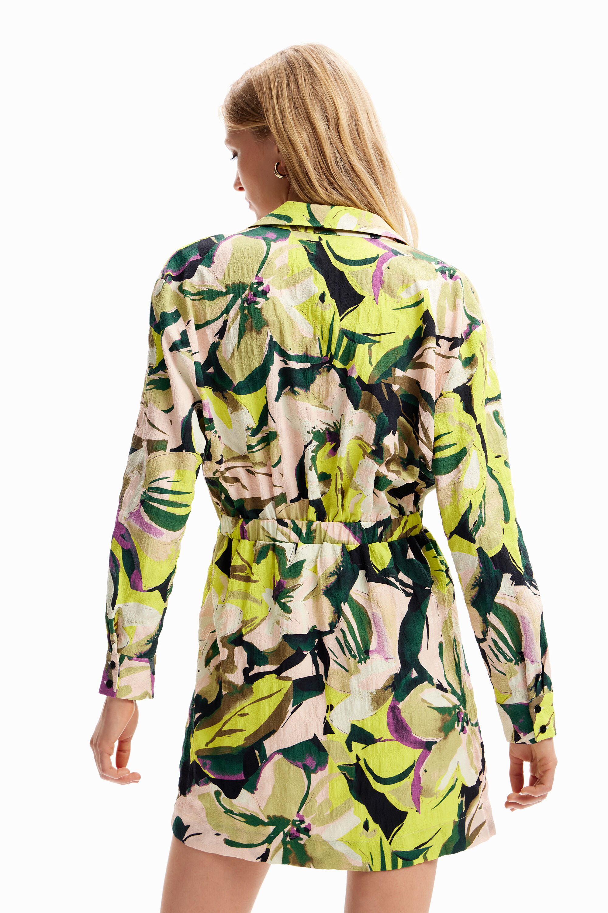 Robe chemise courte fleurs