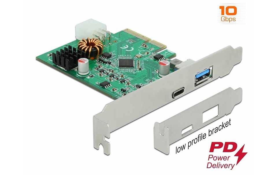 PCI-Express-Karte 89001 2x USB 3.2, 10Gbs, LP1x USB-C 3.2 PD 10Gbs, 1x USB-A 3.2 10Gbs