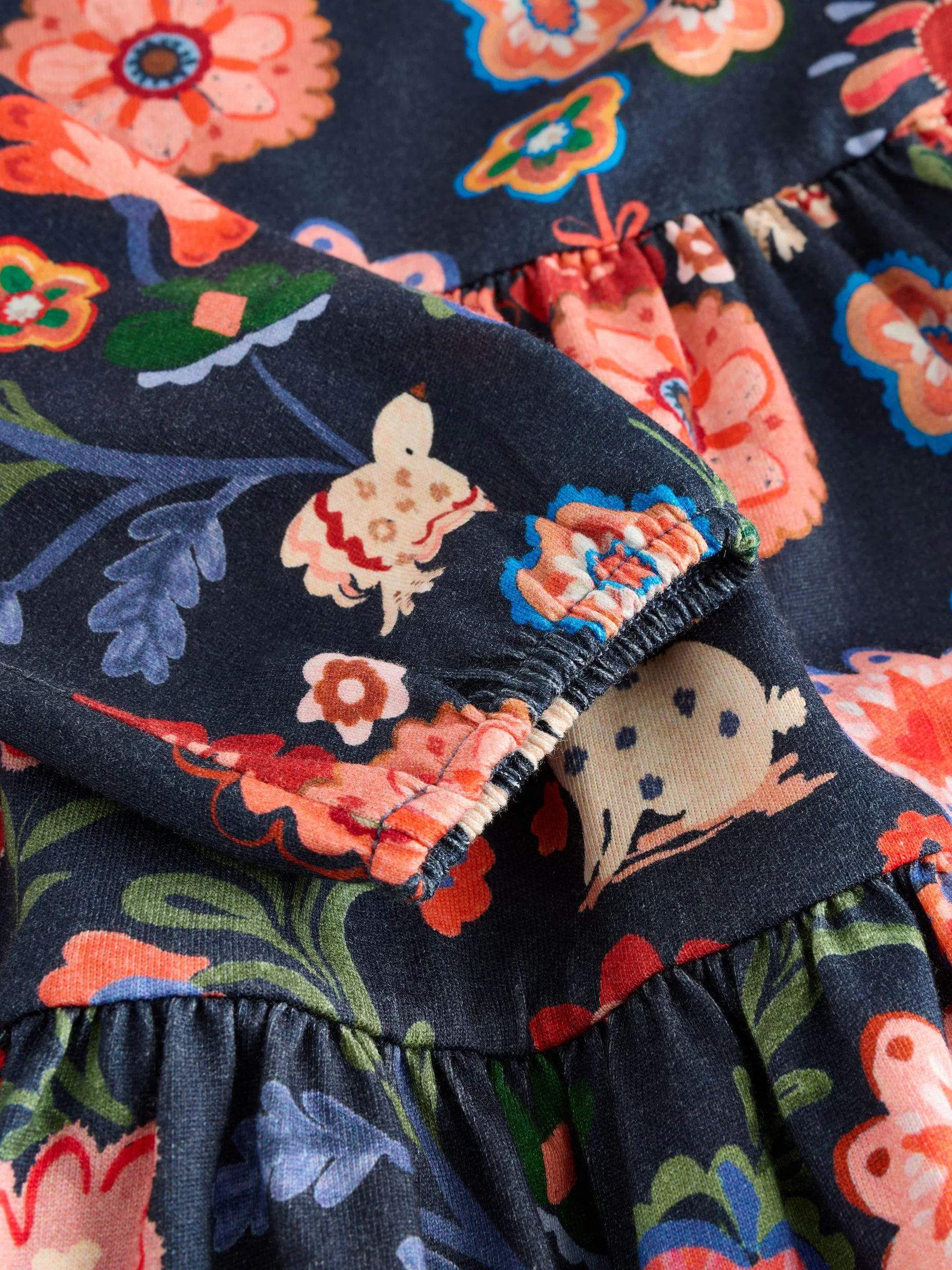 Marineblauw - Jurk met lange mouwen en stroken (3mnd -7jr)