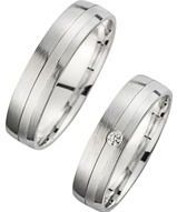 Trouwringen witgoud met Diamant breedte 5 mm