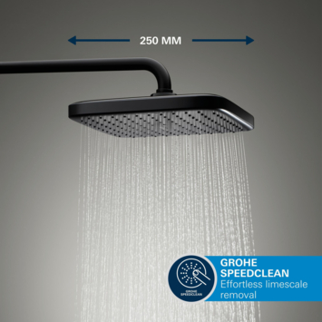 Grohe Precision Thermostat Perfect inbouw douchesysteem met  Vitalio Comfort 250 hoofddouche vierkant Mat Zwart