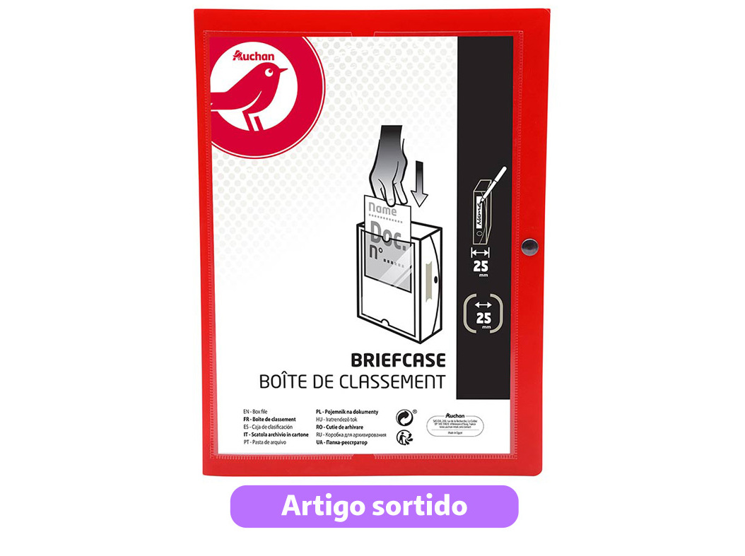CAPA EM PLÁSTICO AUCHAN LOMBADA 25MM CORES SORTIDAS
