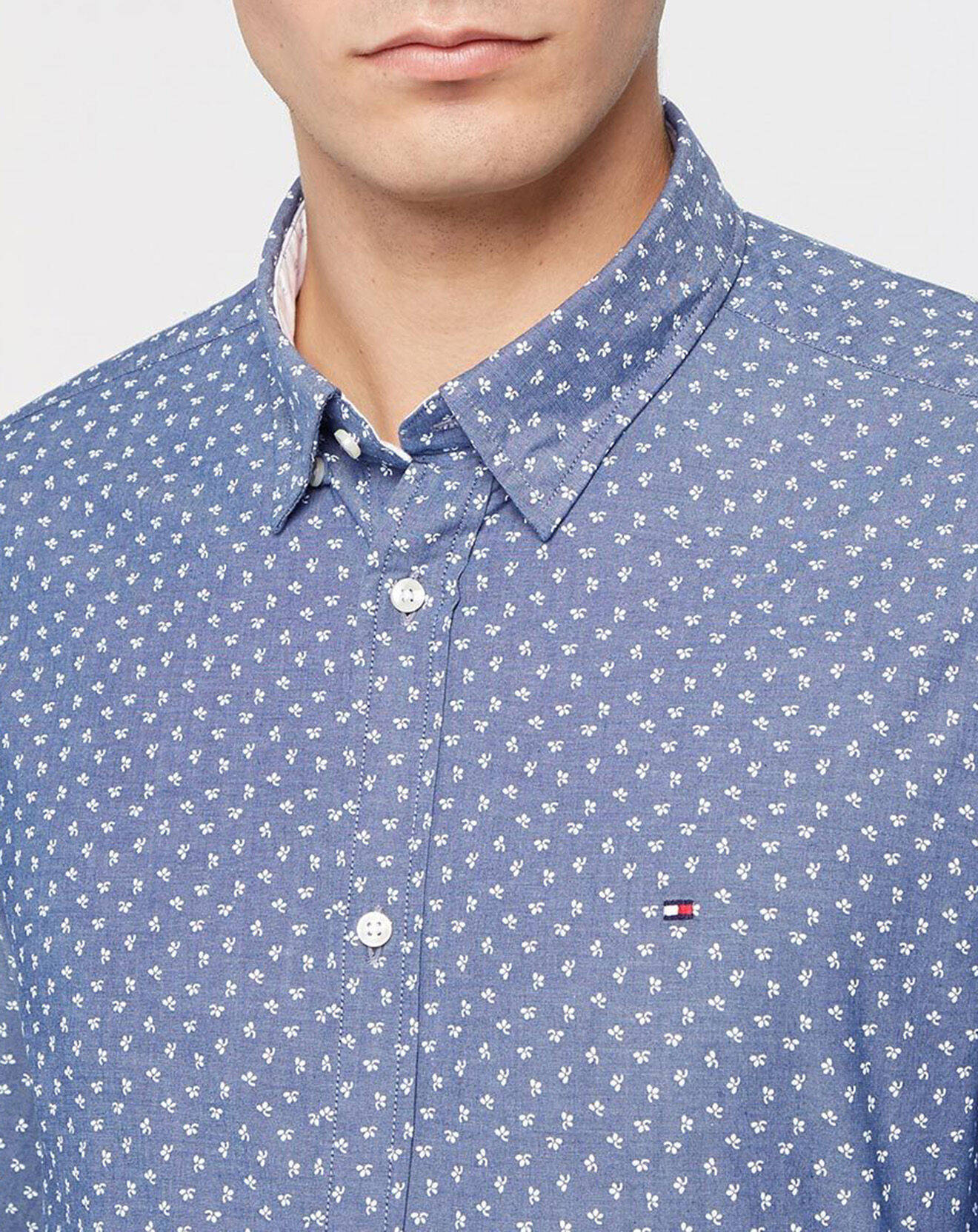 Tommy Hilfiger Chemise Slim Clover imprimé fantaisie bleu/blanc