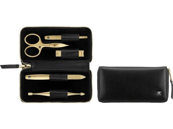 ZWILLING Twinox Gold Edition manicuresæt 97748-004-0 - sort læderetui 5 stk. - sort - sort