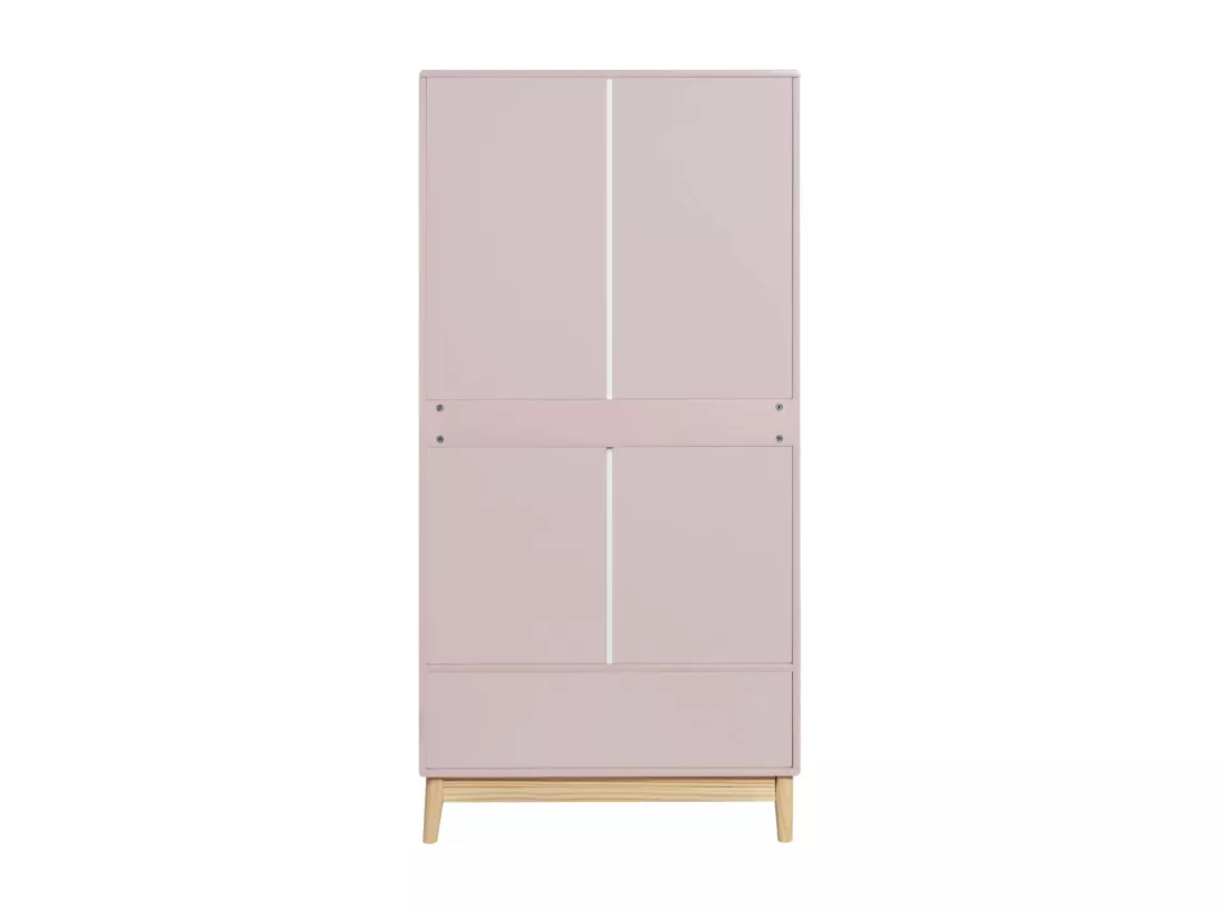 Armoire Mobili Rebecca Amchor 175x80x55 MDF Pin Rose Marron Scandinave À Monter