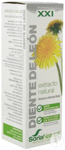 Soria Natural Formula XXI Taraxacum Officinalis Extrait Glycériné Flacon Compte-Gouttes 50ml