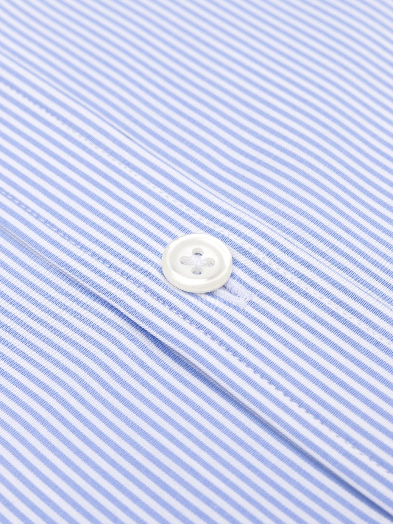 Chemise manches courtes Menthon à rayures ciel - Col Boutonné