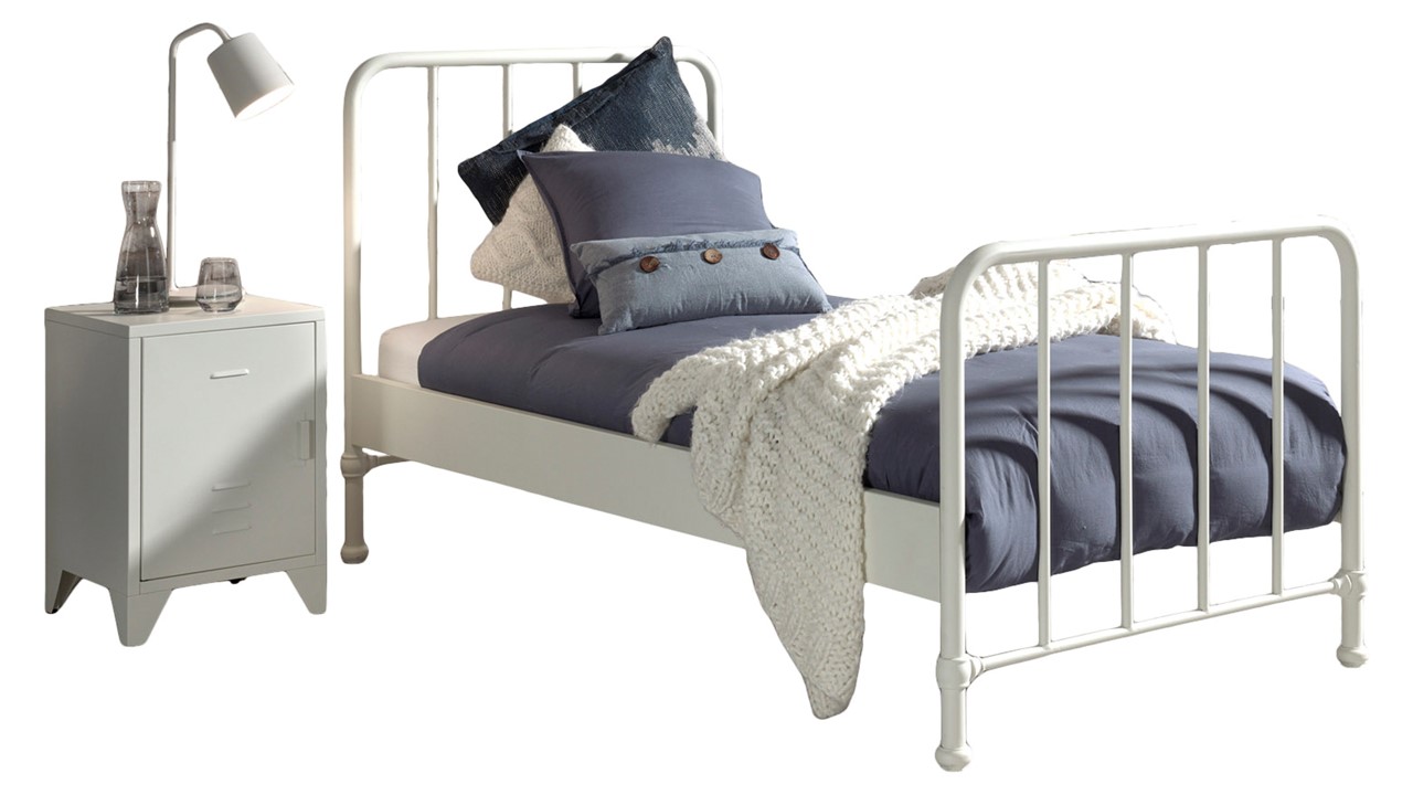 Bed Bronxx met nachtkast white