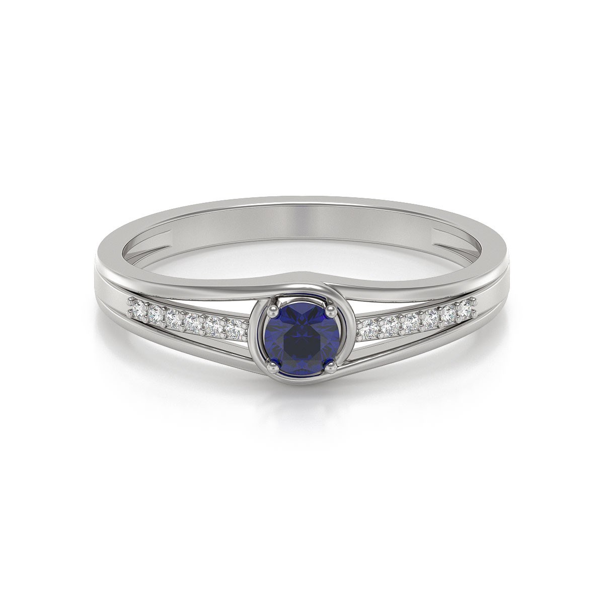 Bague Saphir et diamants sur Argent 925 2.295grs