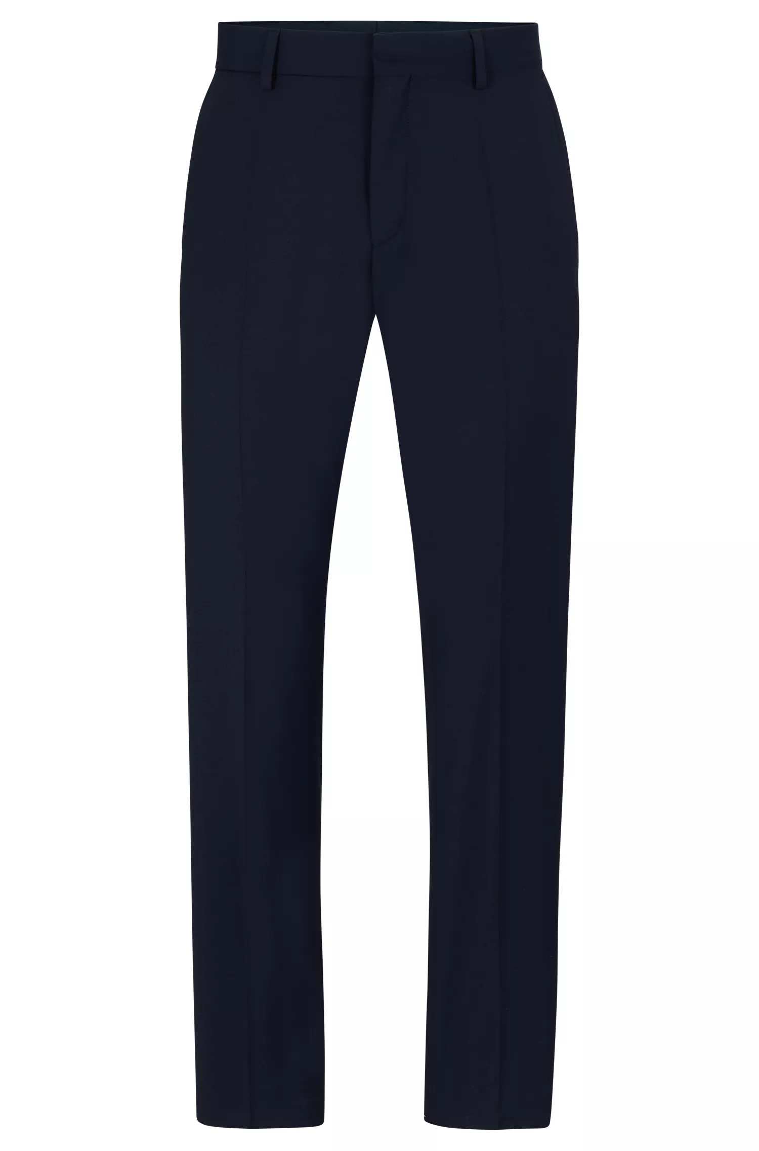 Calça BOSS preta de corte slim em mistura de lã virgem