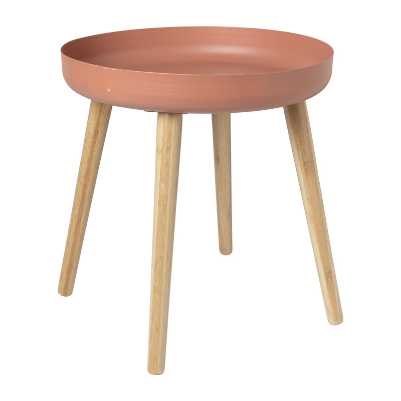 Bijzettafel Nordic - peach/naturel - ø40x43 cm