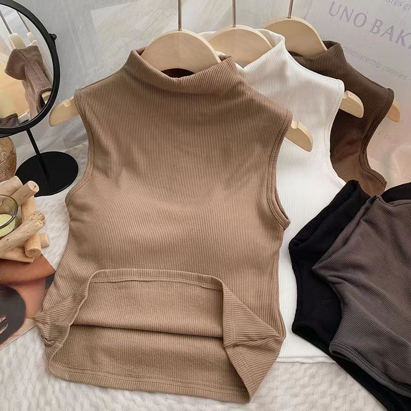 swnney - Tanktop met opstaande kraag en effen kleur