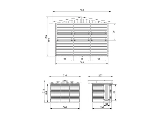 TIMBELA M150A Maison de jardin en bois, Étal de marché en bois H232x336x263 cm/6m2