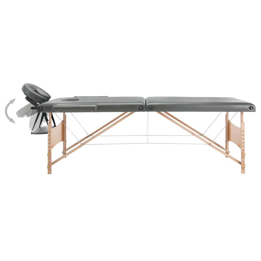 vidaXL 2-zone massagetafel met houten frame, antraciet, 186x68cm