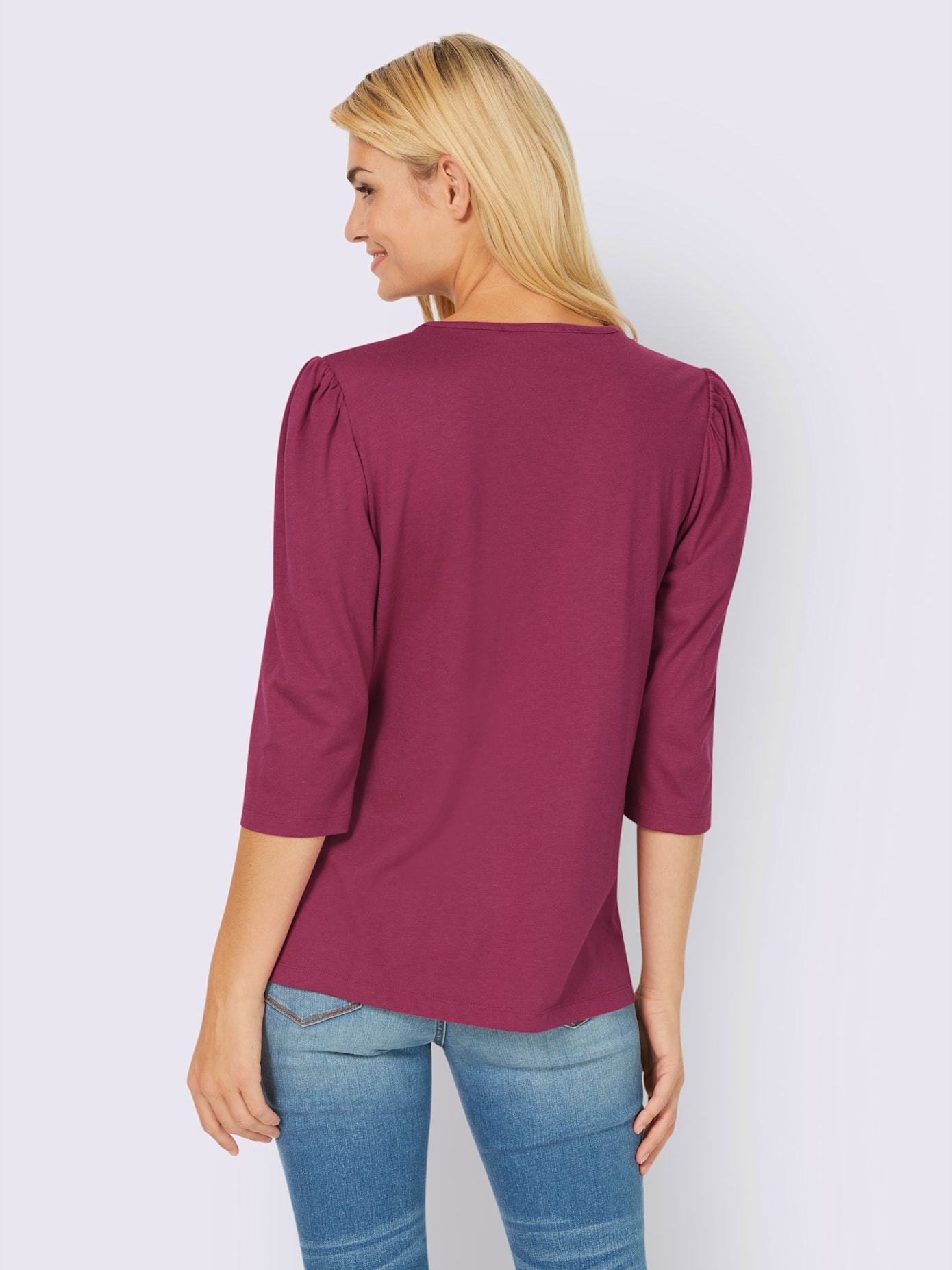 T-shirt empiècement en dentelle à l'encolure