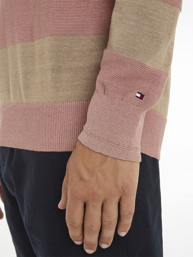 Tommy Hilfiger DC PREMIUM LINEN BLEND RUGBY Terra pink/beige