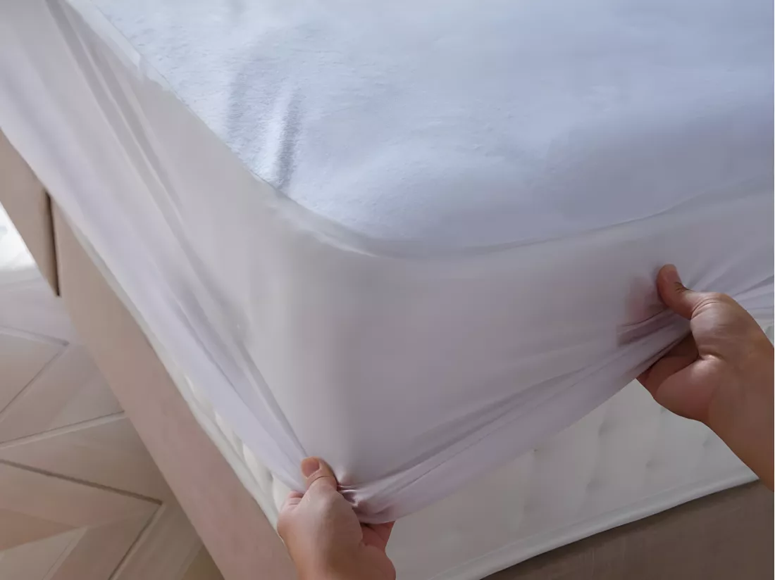 Lot de 2 protège matelas éponge imperméable anti-acariens 140 x 190 + 30 cm