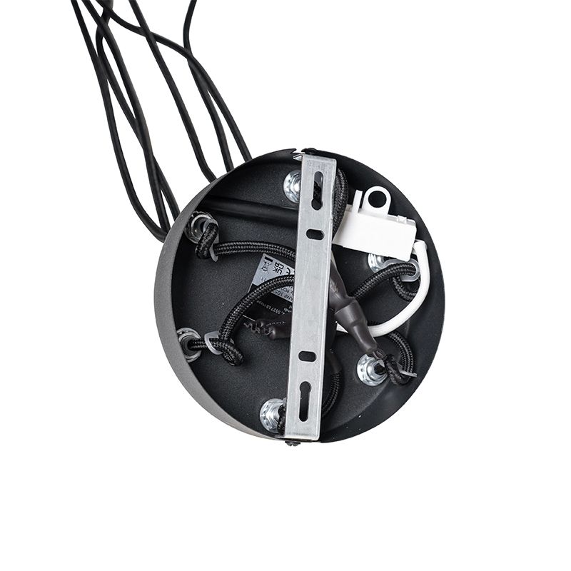 Hanglamp zwart met messing en smoke glas 6-lichts - Vidro