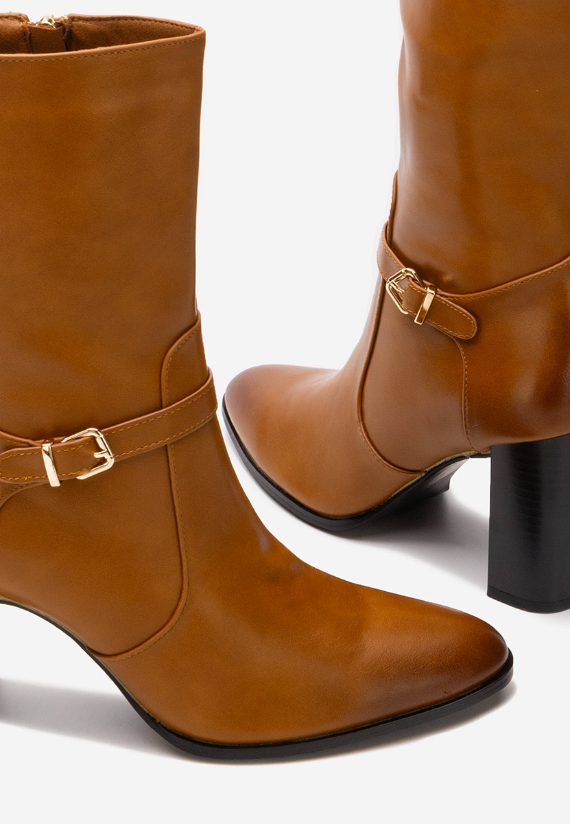 Bottines à gros talon chameau Vilma