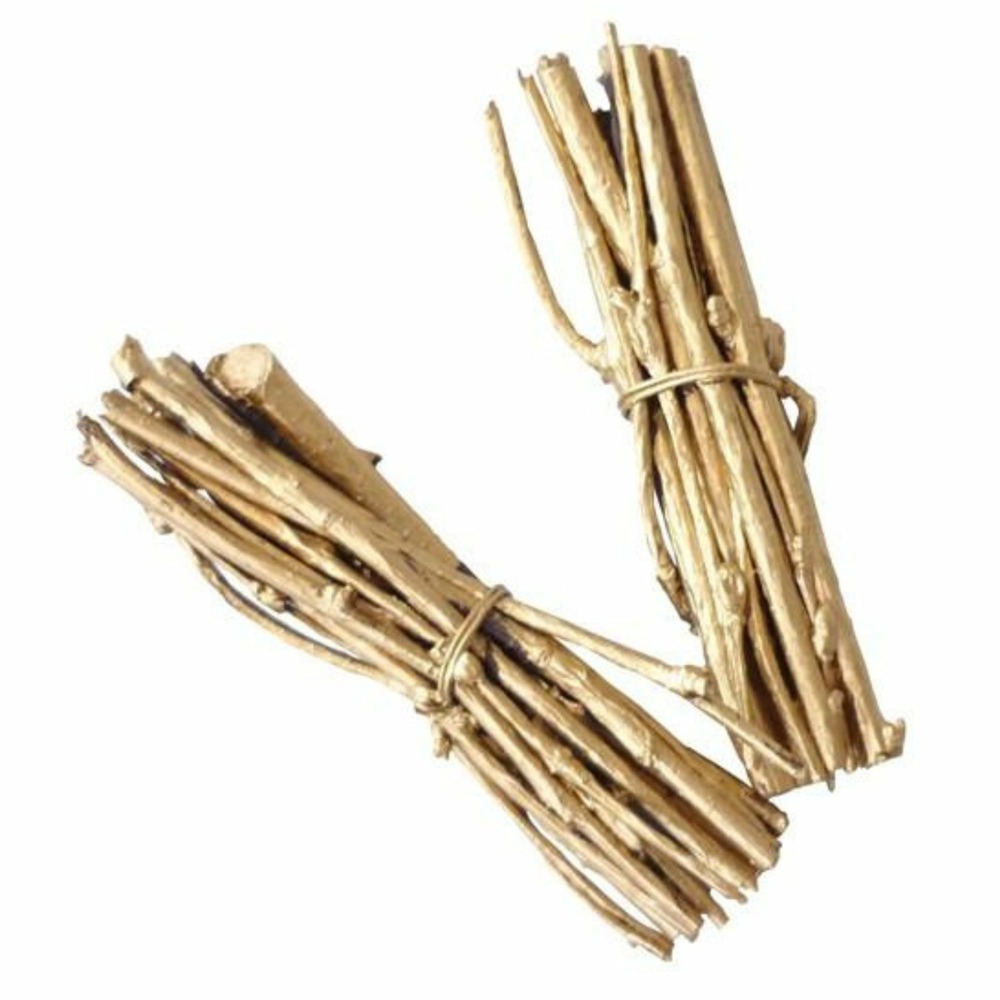 12 mini fagots de brindilles 7 cm - doré