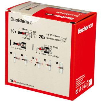 Fischer Gipsplaatplug DuoBlade 44 mm 20 stuks incl. boorkop
