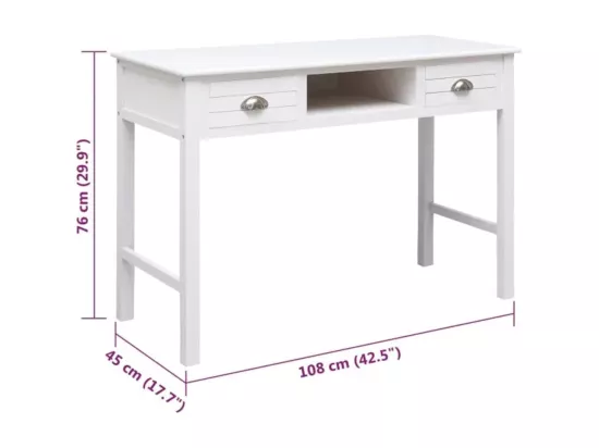 Buffet Blanc 108x45x76 cm Bois de Paulownia massif