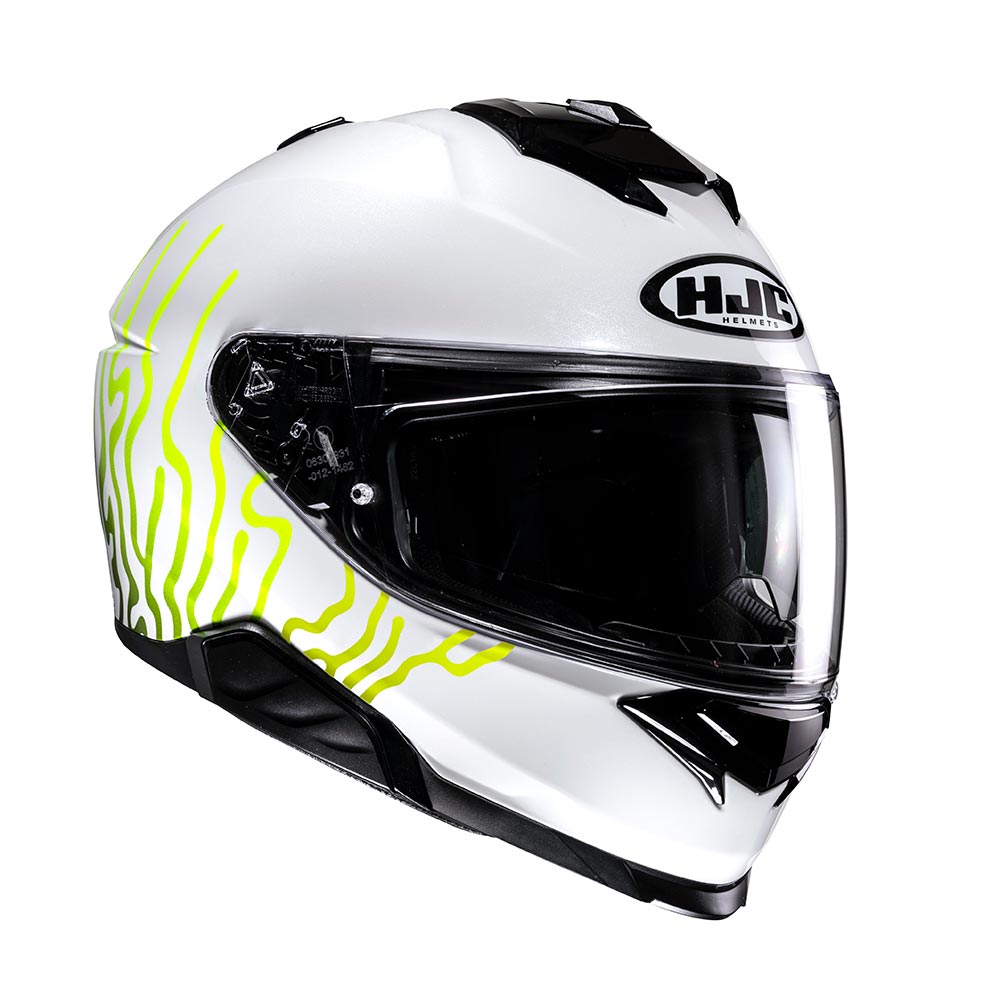 HJC - Casque i71 Celos MC3H / Blanc / Noir / Jaune fluo