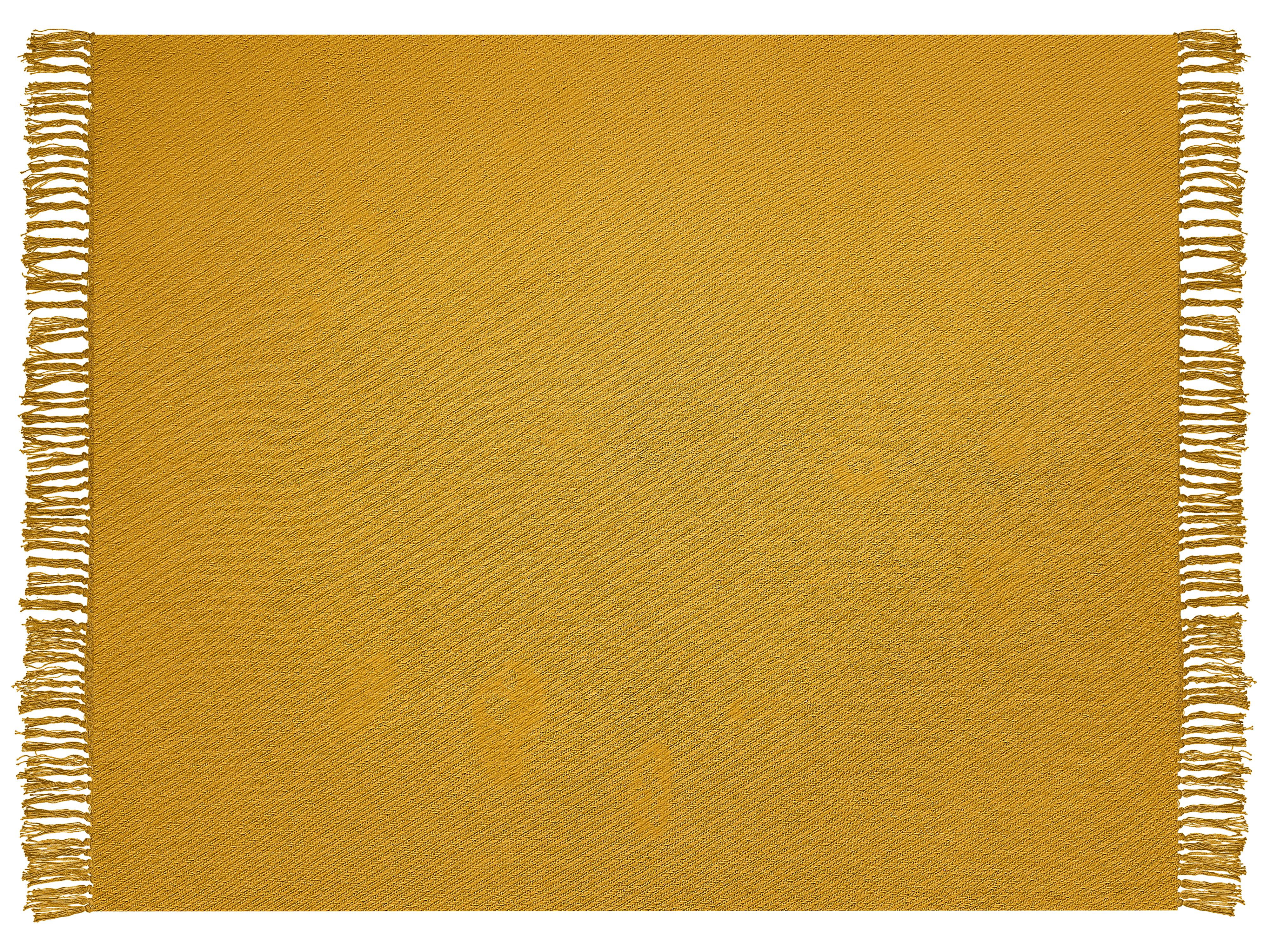 Plaid YARSA Katoen 125 x 150 cm Mosterdgeel