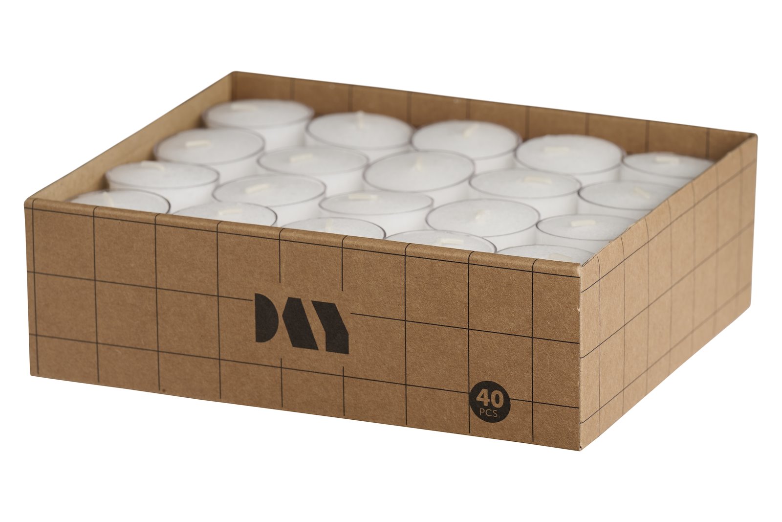 DAY Telys 40pk Parafin med klar kopp, 8 timer brennetid
