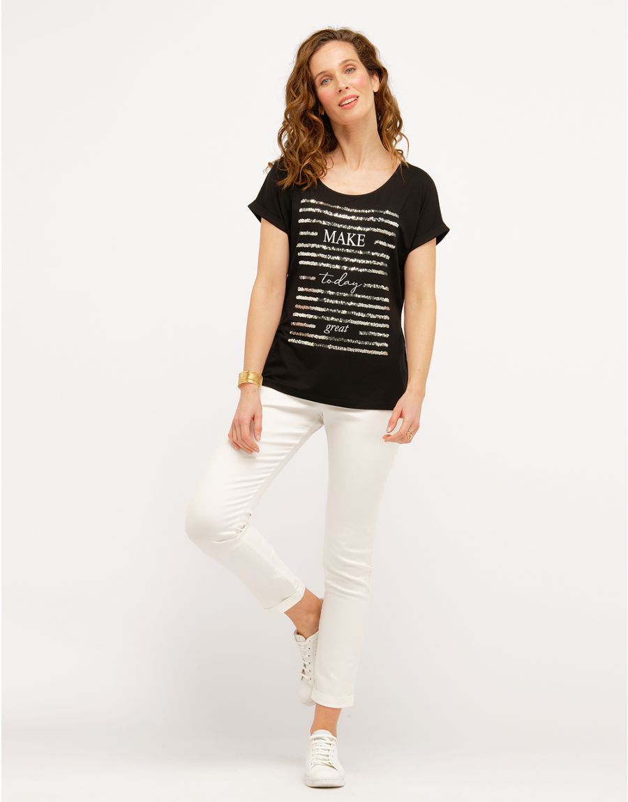 T-shirt noir sequins