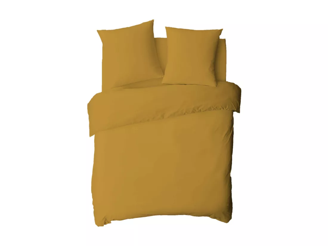 Drap housse uni en coton 57 fils miel 140x200cm
