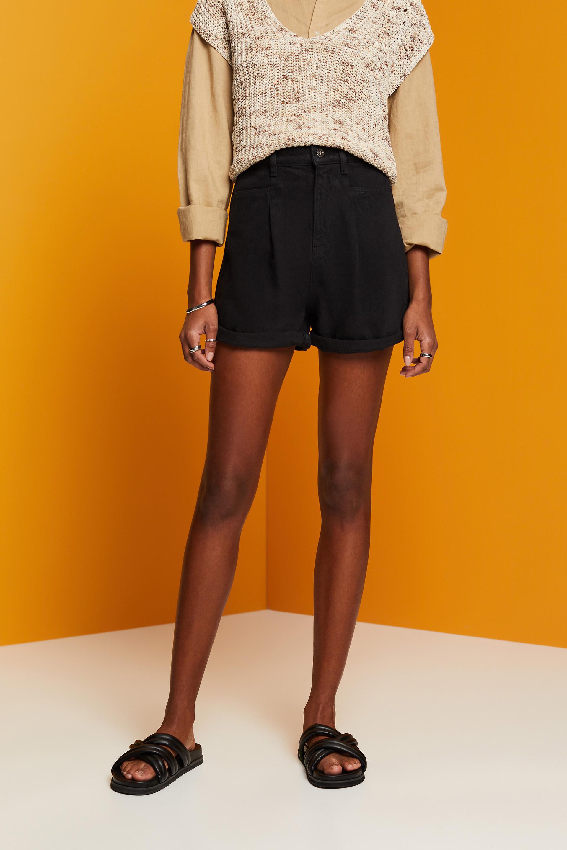 Short taille haute à teneur en lin