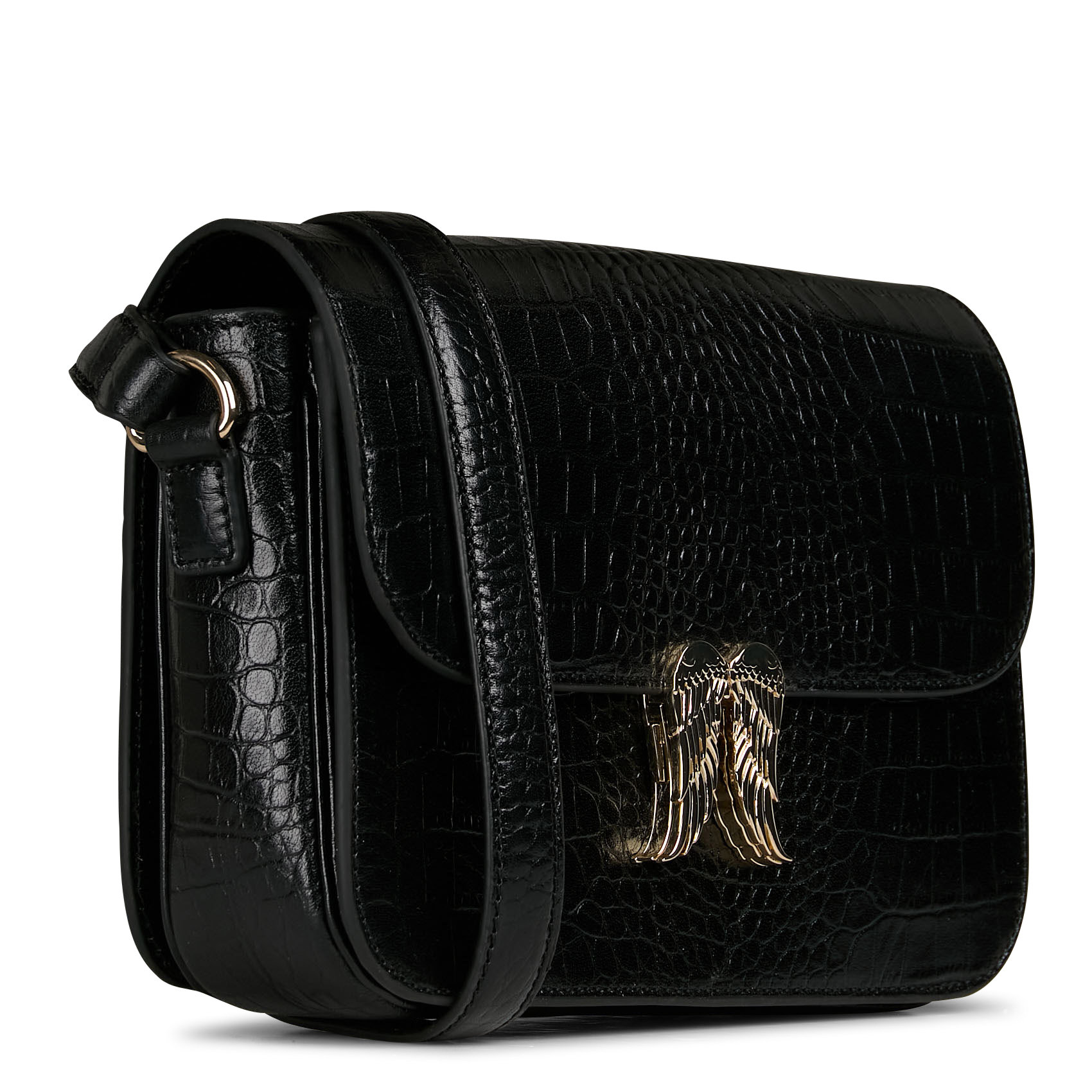 OWINGS - Sac bandoulière en cuir embossé croco | Noir