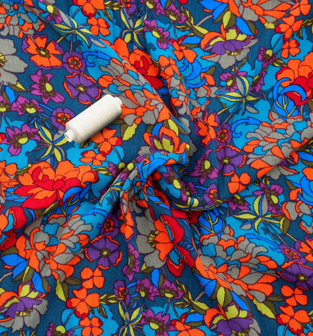 Coupon de 3 m viscose crinkle - Imprimé vert émeraude