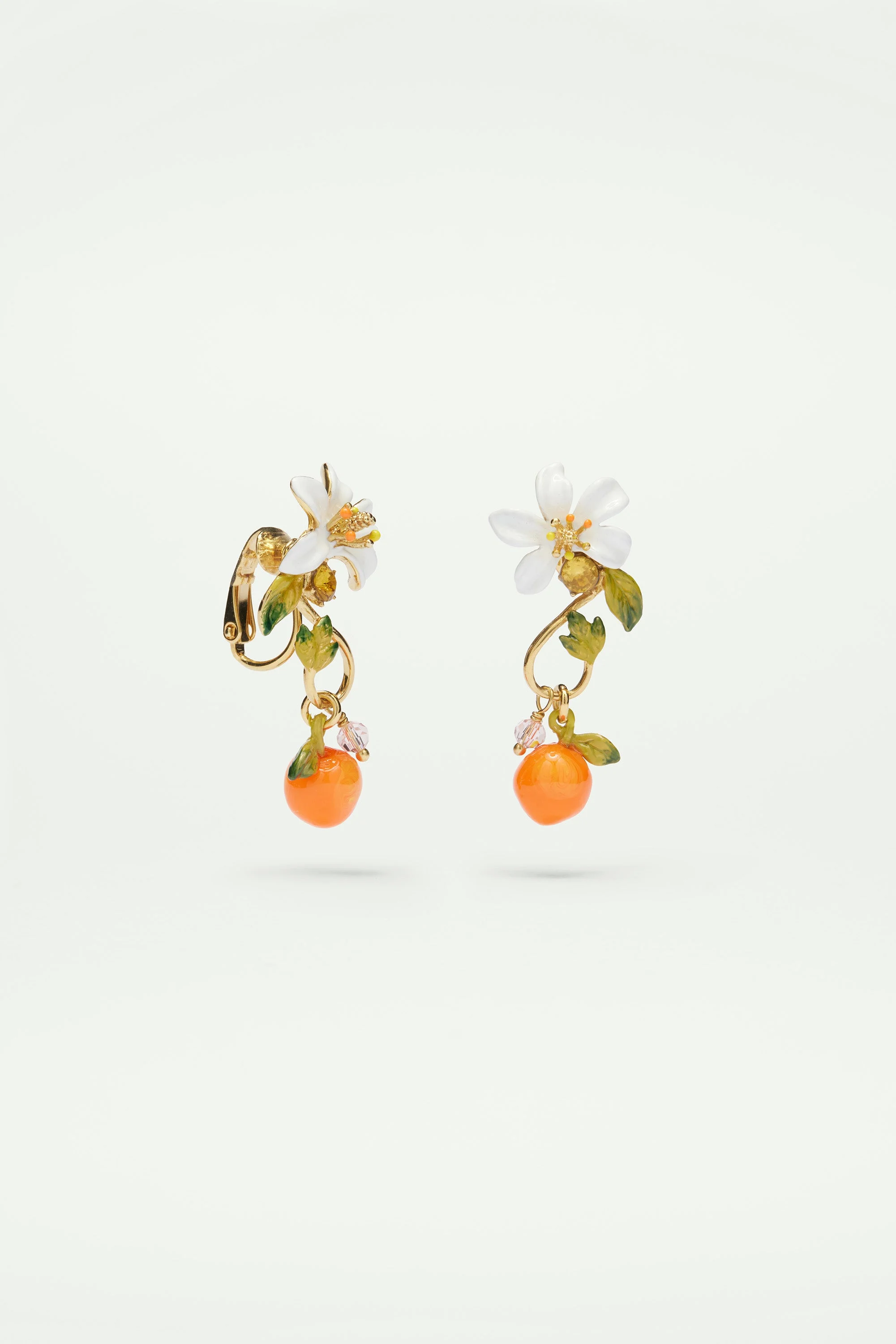 Boucles d'oreilles effet baroque orange et fleur d'orange | Orange
