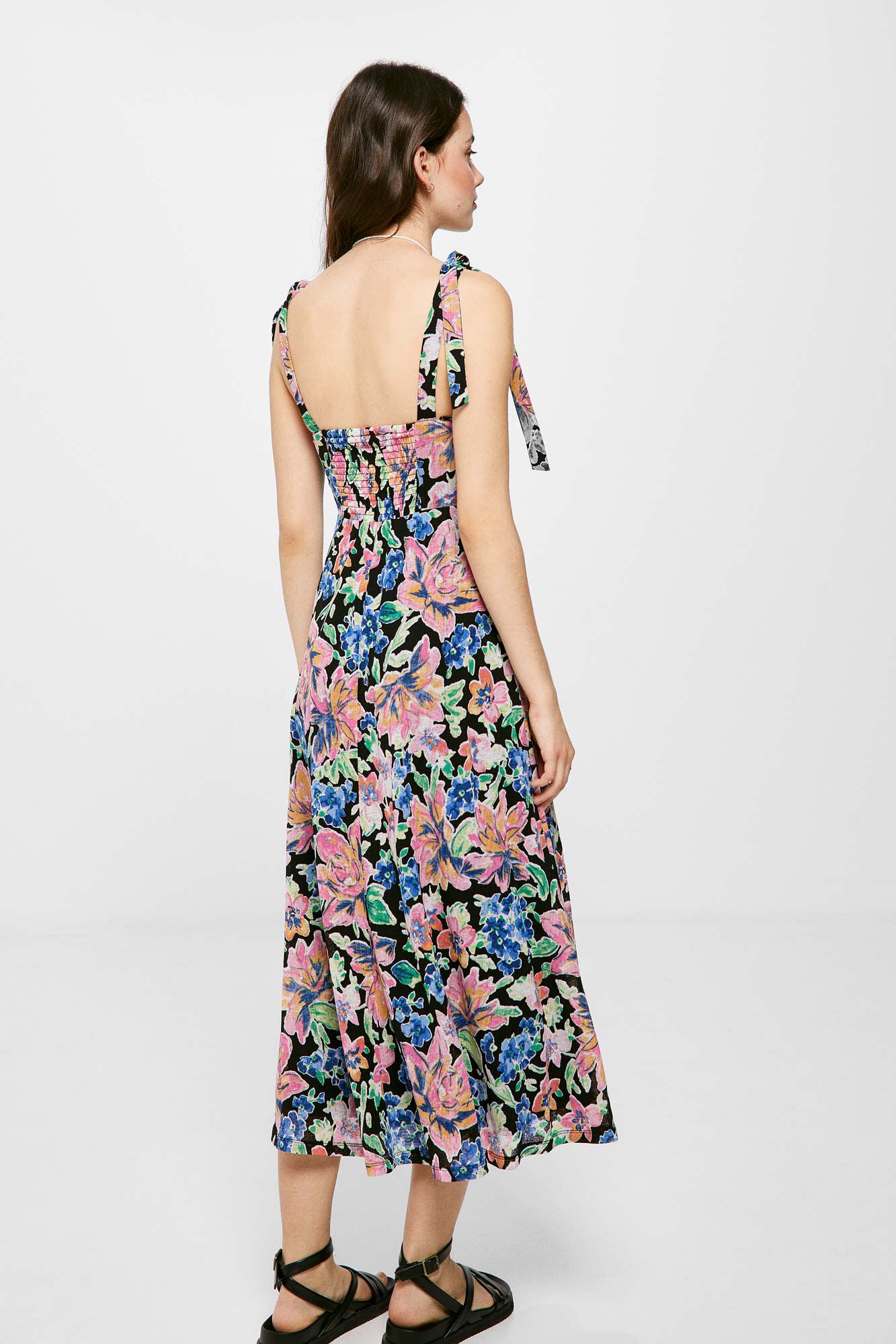 Vestido midi com estampa de laço Triantes - Preto