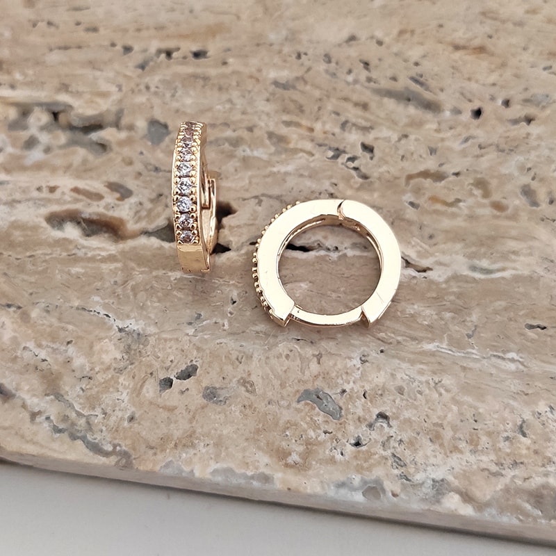Boucles d'oreilles - Laiton plaqué or & zircon