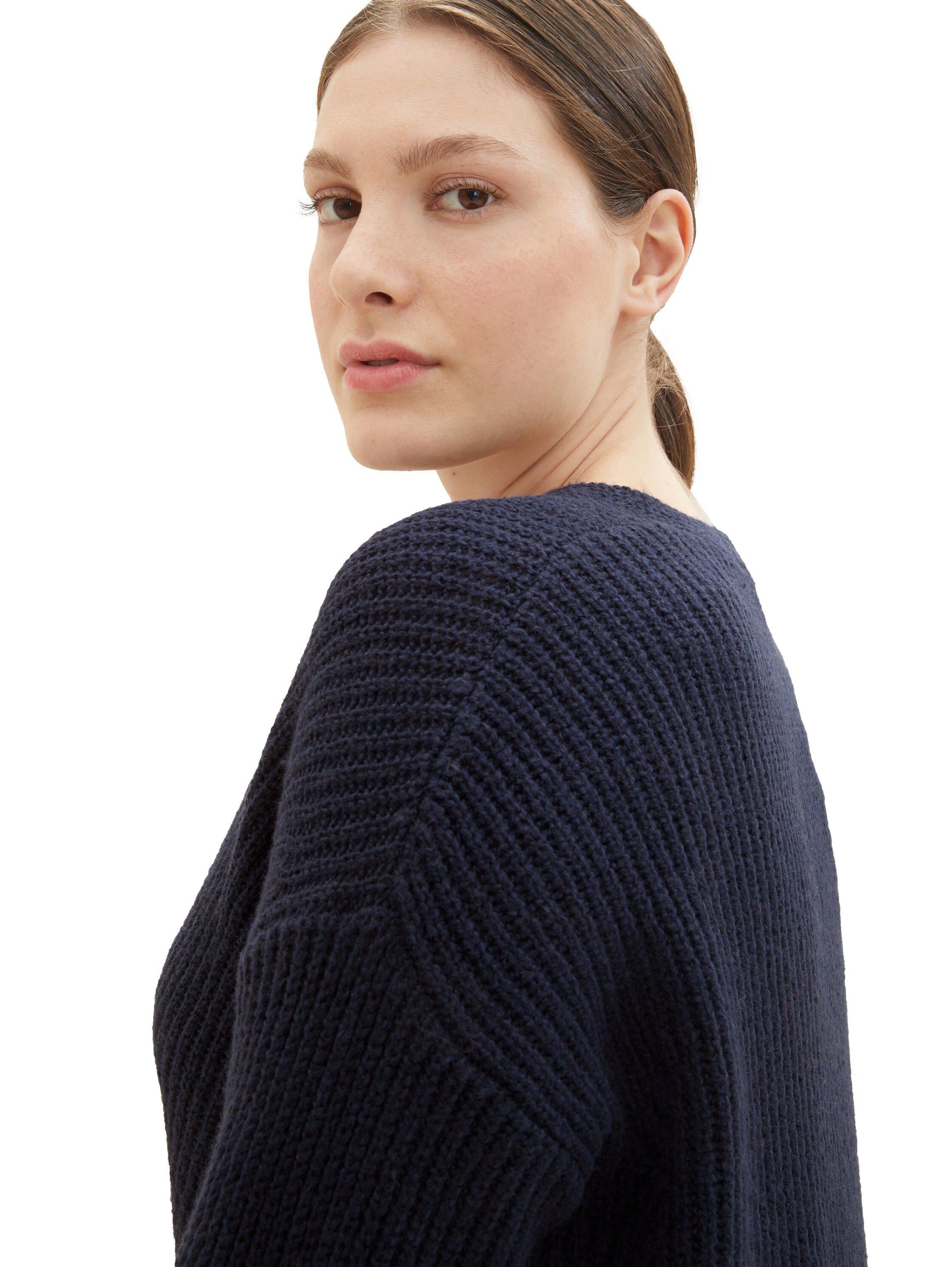 Strickpullover in Rippstruktur, mit V-Ausschnitt